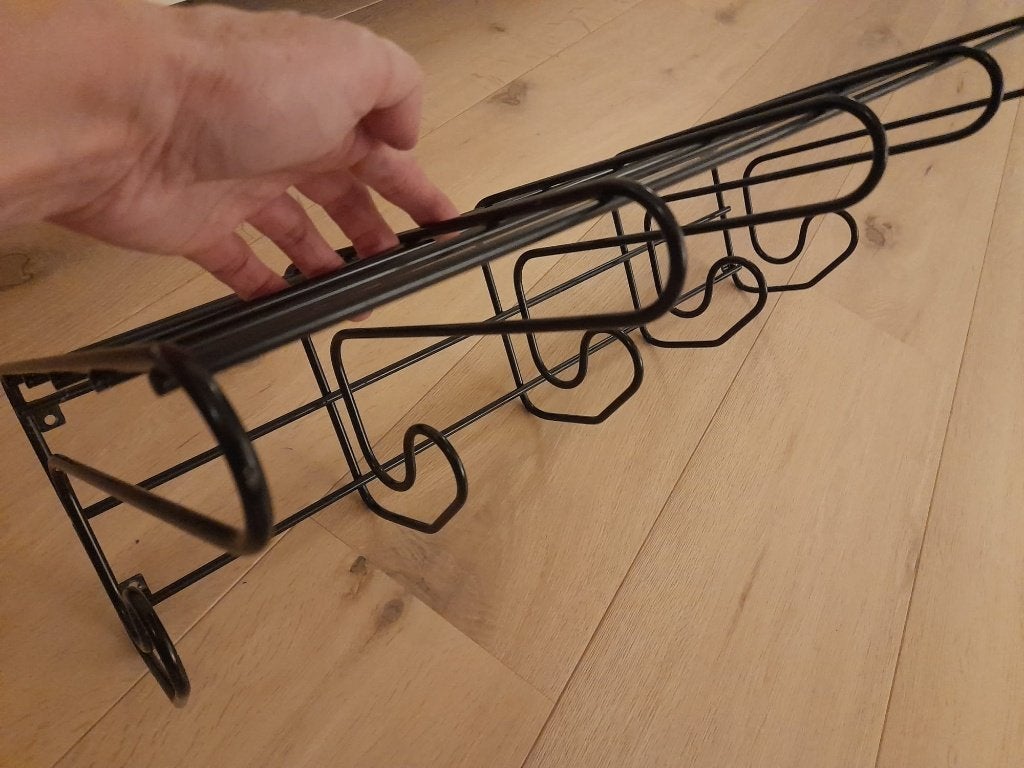 Vintage retro 80s Frän Ikea kapstok zwart staal, Wandkapstok, Ophalen of Verzenden, Zo goed als nieuw, Minder dan 100 cm