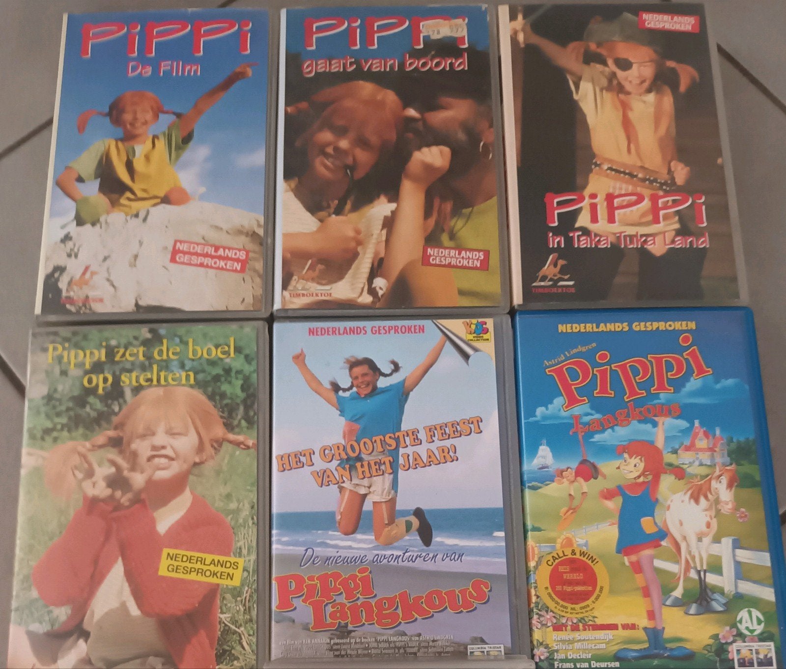 VHS pakket Pippi Langkous, Alle leeftijden, Ophalen of Verzenden, Gebruikt, VHS