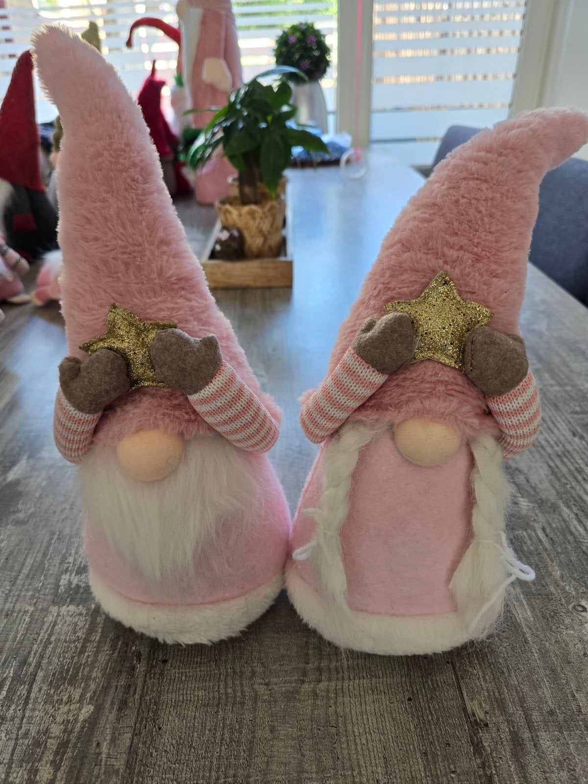 Roze Kerstkabouters - Set van 2, Overige stijlen, Roze, Ophalen of Verzenden, Zo goed als nieuw