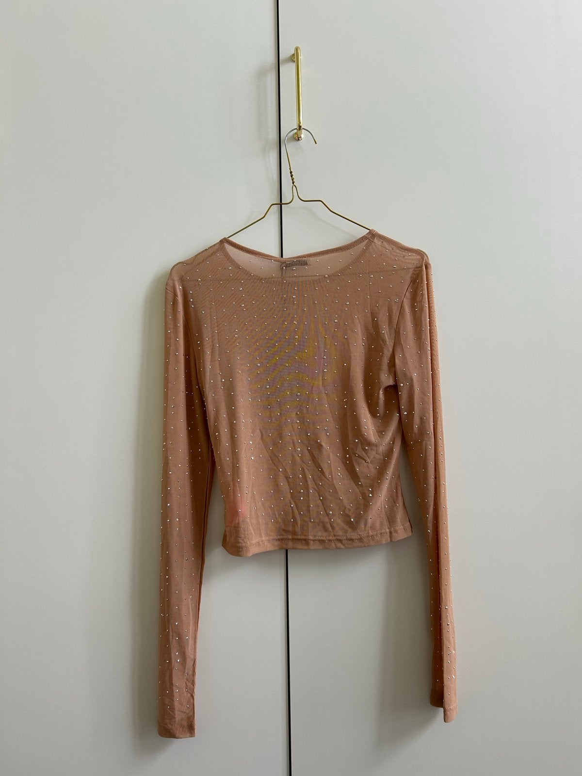 Loavies Top met Strass Steentjes - Nieuw met kaartje, Maat 38/40 (M), Beige, Nieuw, Ophalen of Verzenden
