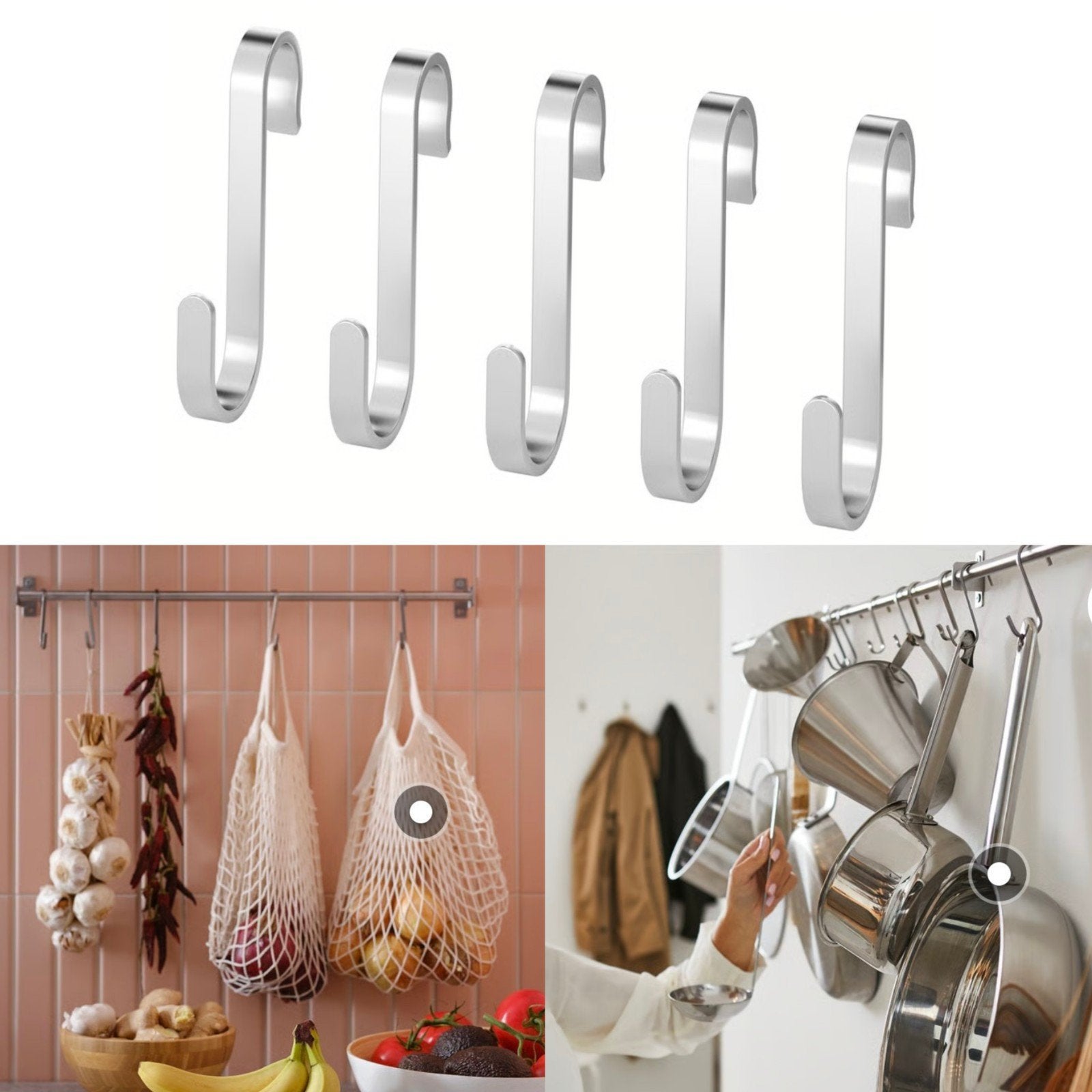 IKEA Kungsfors S-haken - ca.100stuks, Huis en Inrichting, Ophalen, IKEA, Zilver, Metaal