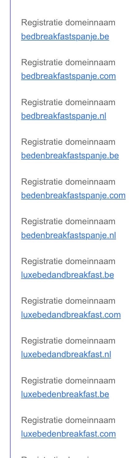 Te koop   12 domeinnamen “bed en breakfast”