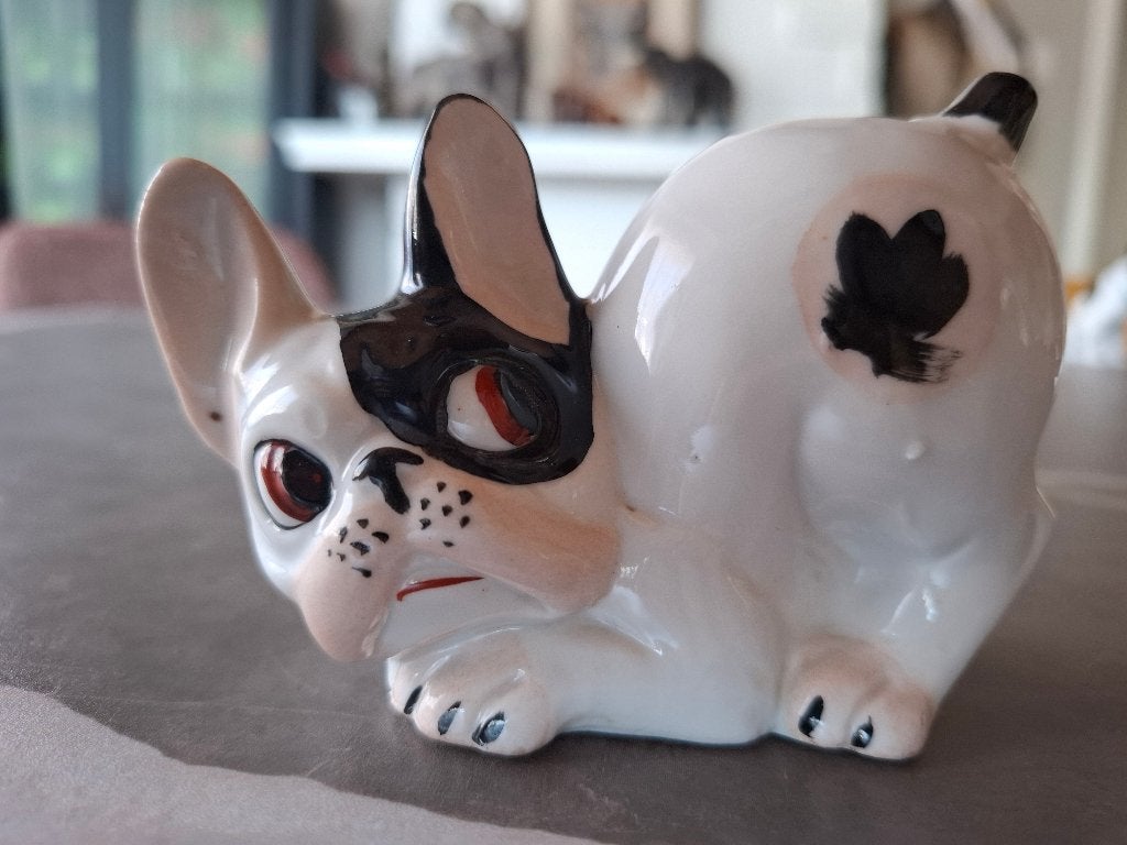 Art Deco Porseleinen Tandenborstelhouder Franse Bulldog, Ophalen of Verzenden