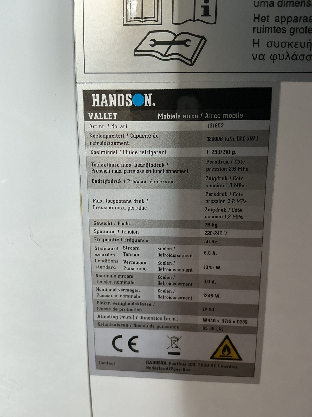 Mobiele airco, Witgoed en Apparatuur, Airco's, Ophalen, Minder dan 60 m³, 3 snelheden of meer, Zo goed als nieuw