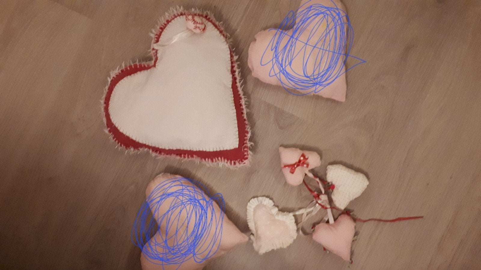 hartjes kussentjes, Gebruikt, Ophalen of Verzenden, Sierkussen, Roze