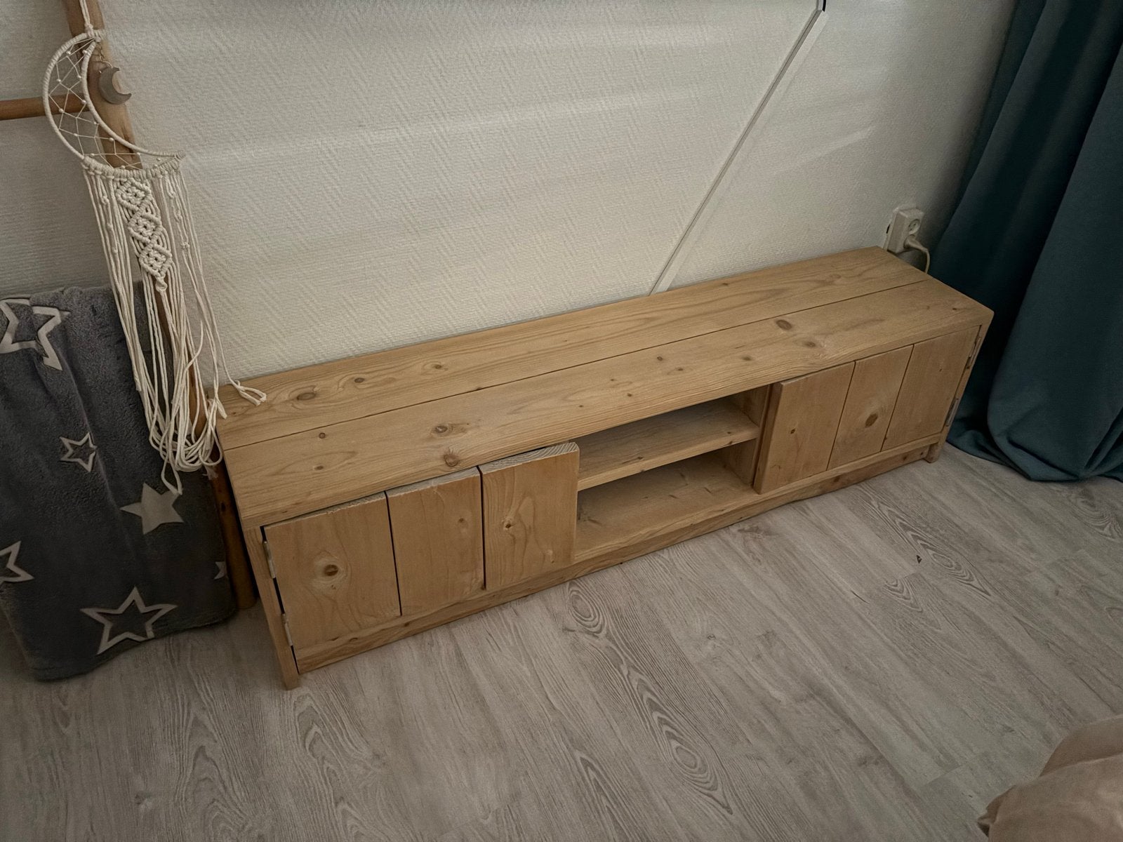 Zelfgemaakte Steigerhout TV Kast - Robuust en Uniek, Ophalen, Gebruikt, 100 tot 150 cm, Minder dan 100 cm