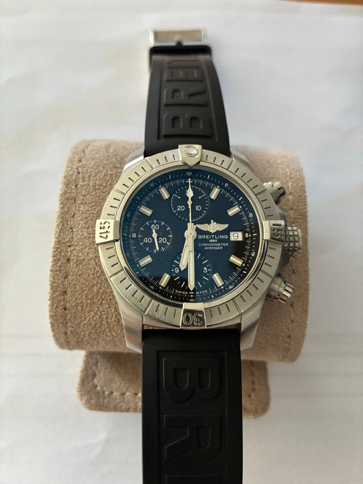 Breitling Avenger Automatic Chronometer 43mm  met garantie, Ophalen, Staal, Breitling, Polshorloge