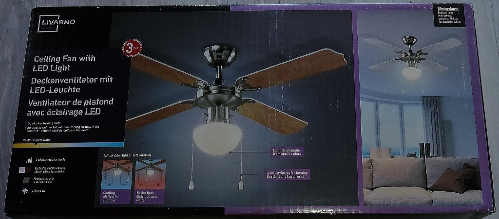 PLAFONDVENTILATOR MET LED-LAMP ***NIEUW in DOOS***, Witgoed en Apparatuur, Ventilatoren, Ophalen, Nieuw, Plafondventilator