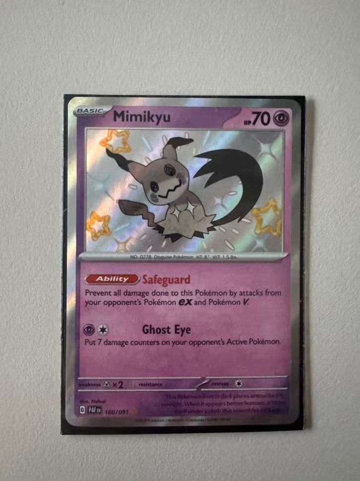 Paldean Fates - Mimikyu PAF 160/091 (PAF 160) - Near Mint, Ophalen of Verzenden, Zo goed als nieuw, Losse kaart, Foil