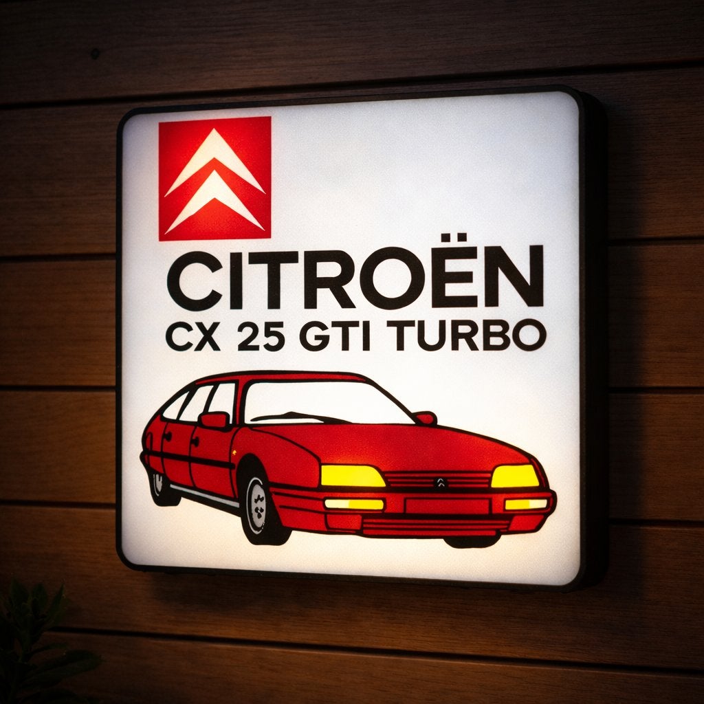 Citroën CX 25 GTI Turbo LED Lightbox – 23x23 cm, Verzenden, ., Lichtbak of (neon) lamp, Nieuw