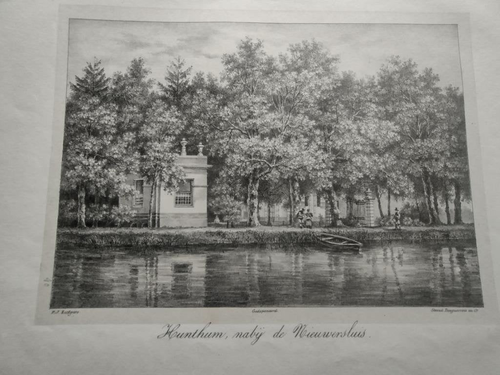 38 / Nieuwersluis Buitenplaats Hunthum Litho 1836, Ophalen of Verzenden