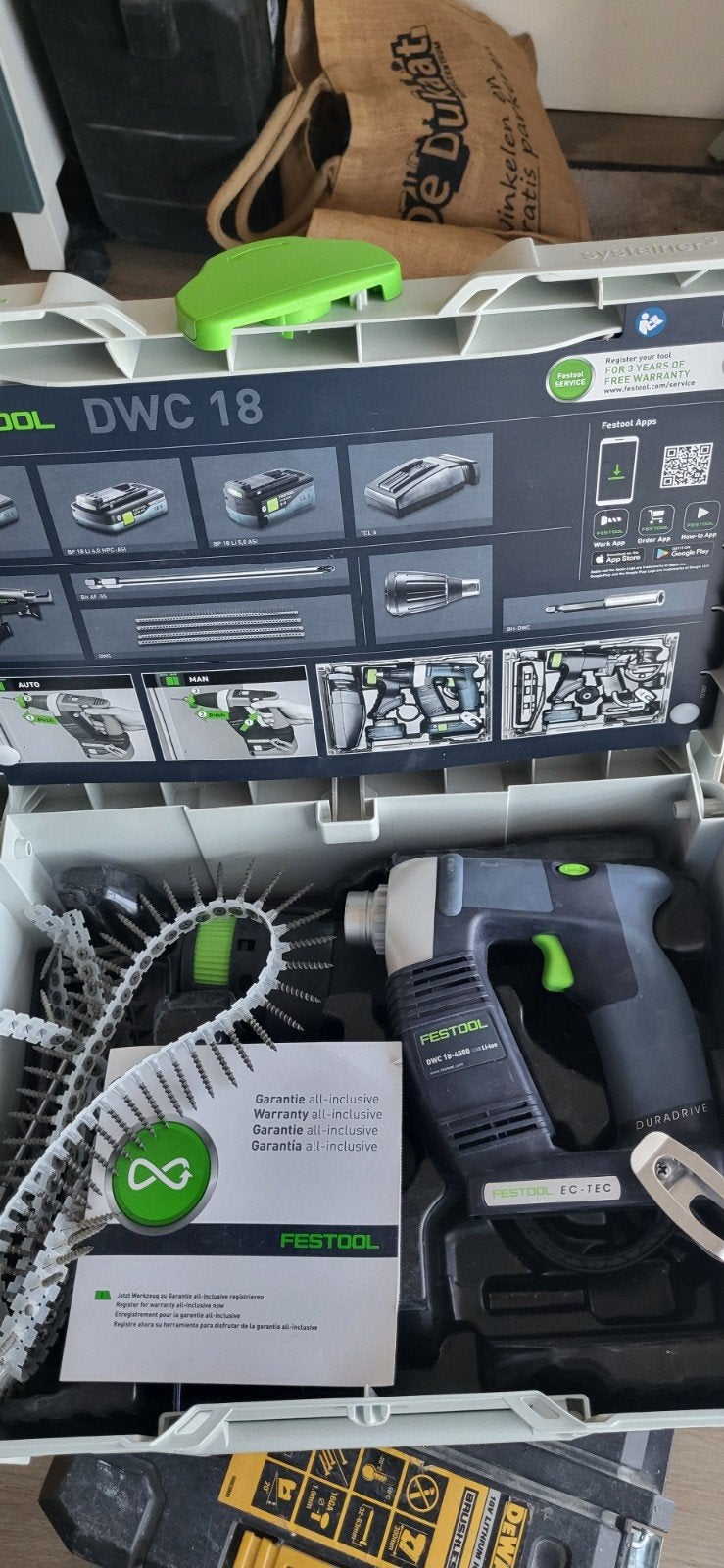 Festool DWC 18-4500 Li 5.2Ah Accuschroefmachine, Doe-het-zelf en Verbouw, Ophalen, Zo goed als nieuw, Boor- en Schroefmachine