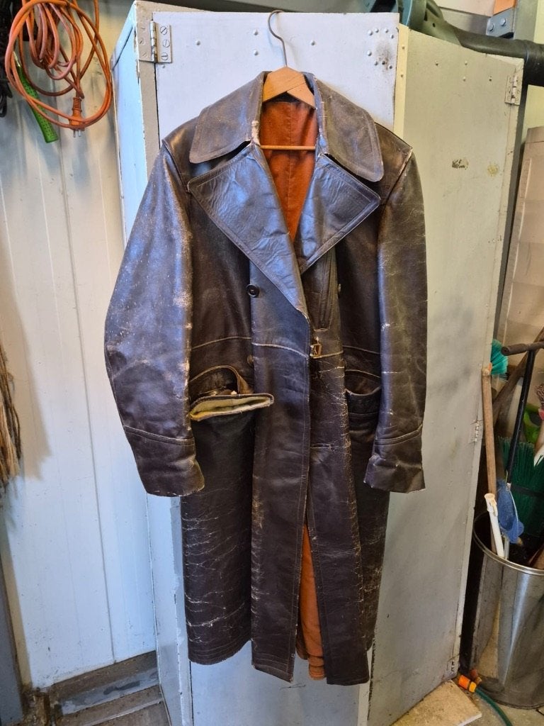 Leren motorjas / Solex jas met bril en handschoenen, Ophalen of Verzenden, Tweedehands, Jas | leer