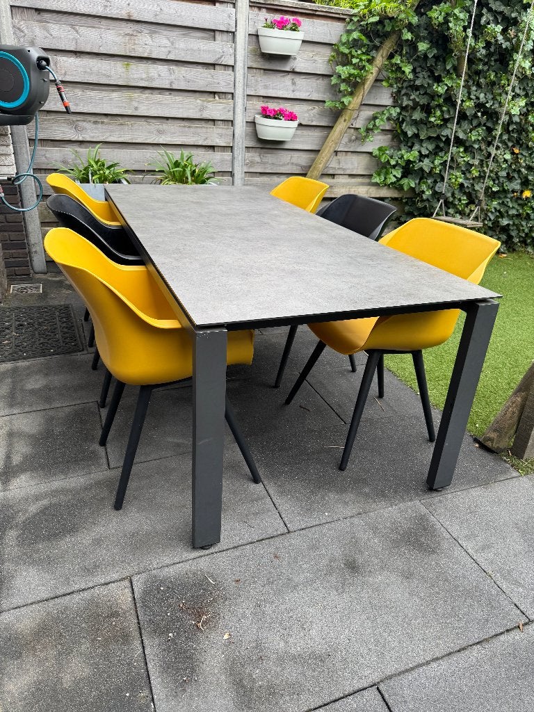 Moderne tuinset met 6 stoelen - Hartman en 4SO tafel, Tuin en Terras, Tuinsets en Loungesets, Ophalen, Kunststof, 6 zitplaatsen