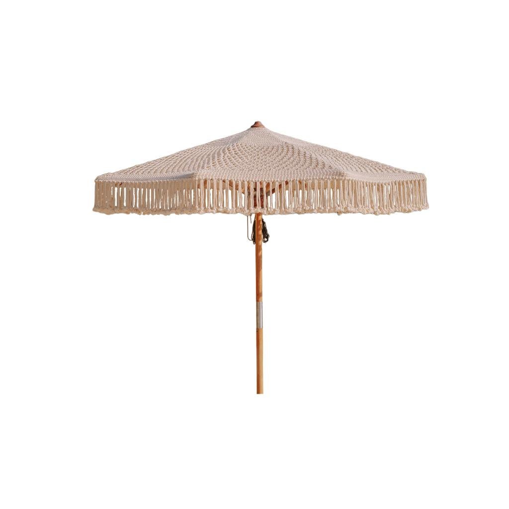 Todo Bien Macramé parasol crème 250 cm — nieuw in verpakking, Tuin en Terras, Parasols, Ophalen, Nieuw, 2 tot 3 meter, Stokparasol