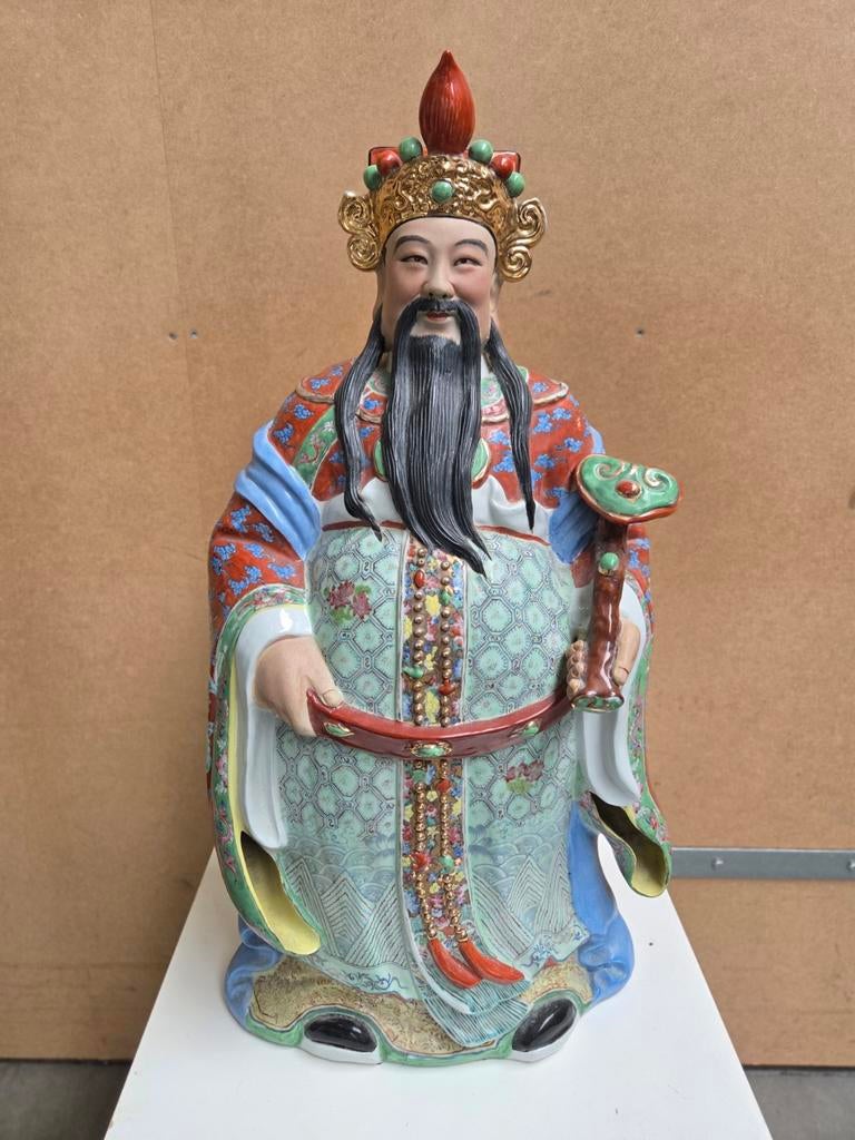 Vintage Chinees porseleinen beeld van Lu Xing, Antiek en Kunst, Ophalen of Verzenden