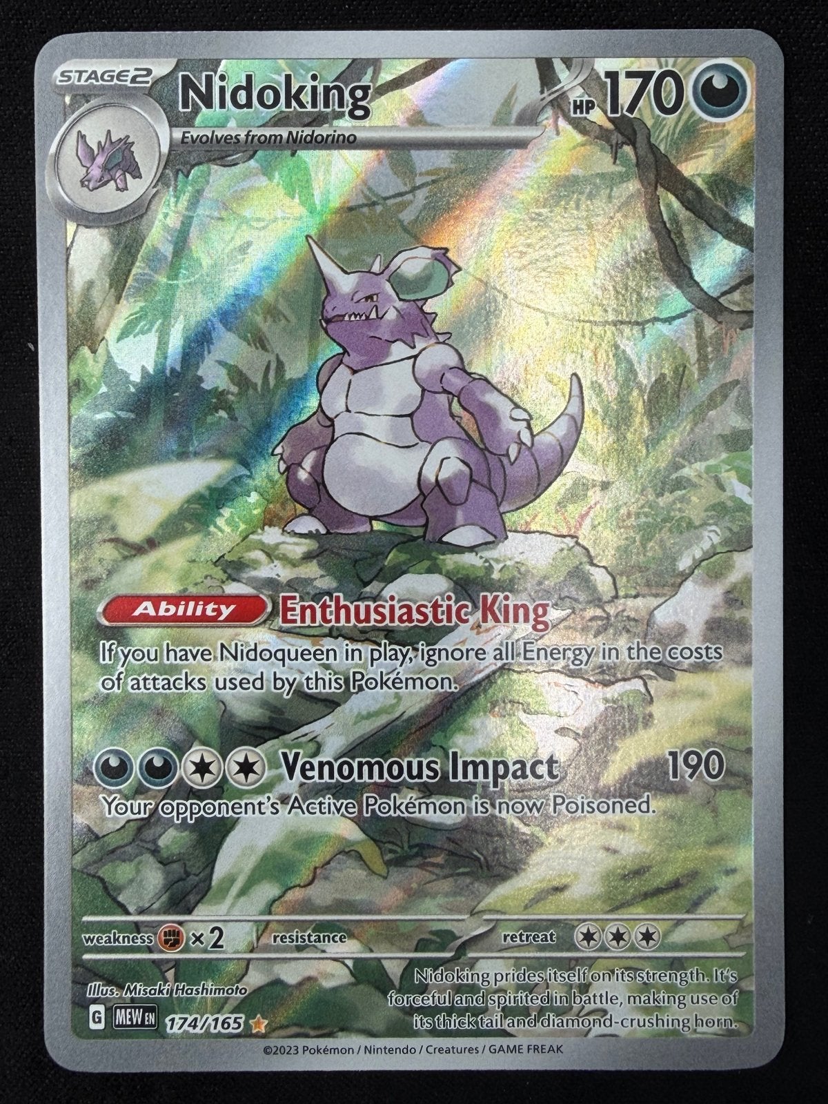 Nidoking 174/165, Ophalen of Verzenden, Zo goed als nieuw, Losse kaart, Foil