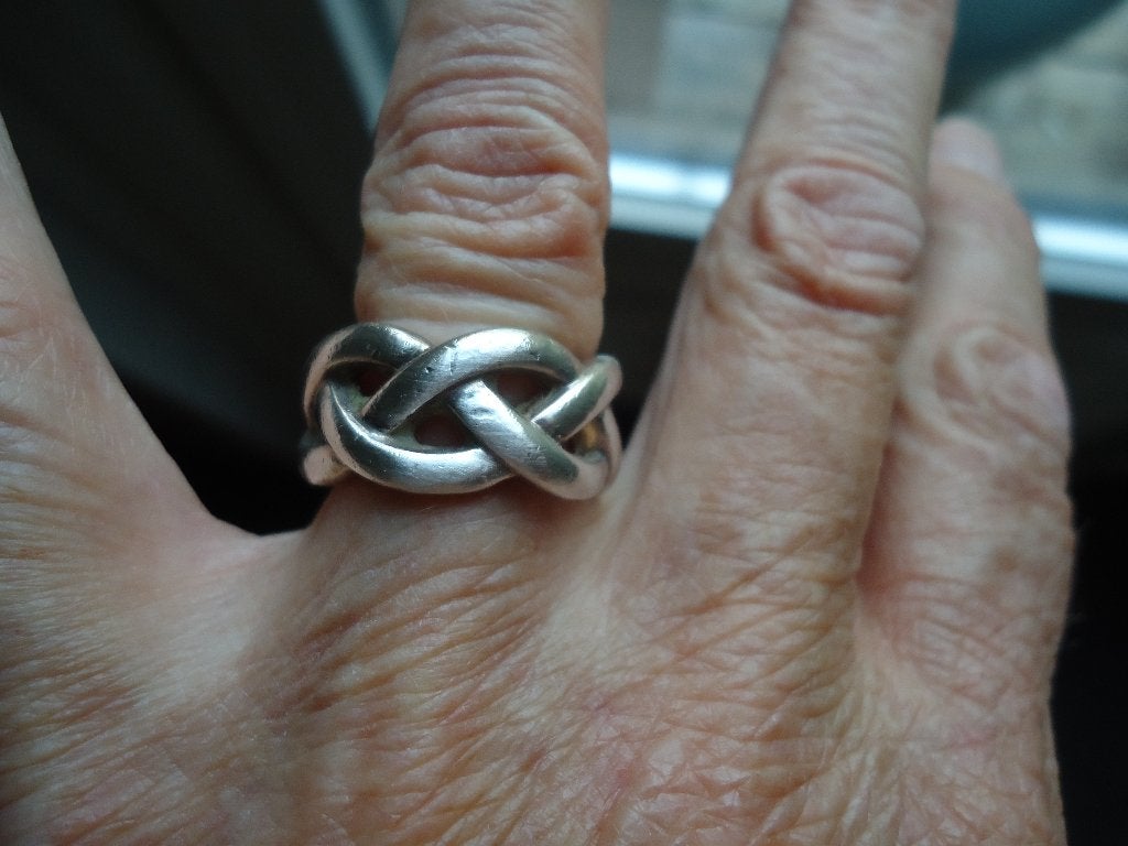 mooie echt zilveren ring gevlochten massief 925 mt 16,75, Gebruikt, Ophalen of Verzenden, Kleiner dan 17, Dame