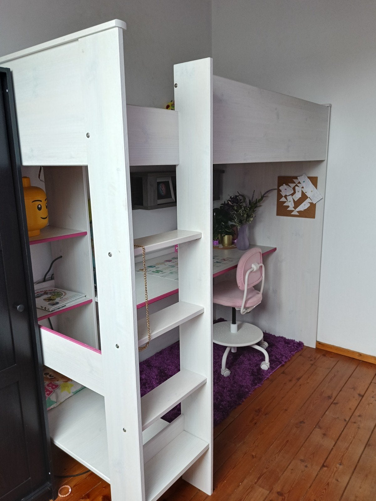 Hoogslaper met bureau en opbergruimte, Ophalen, Gebruikt, Eenpersoons, 200 cm