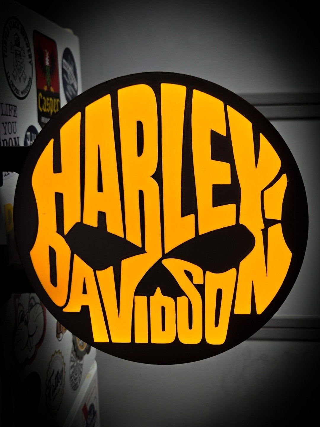 Unieke LED lamp Harley Davidson - USB aansluiting - Ø 23cm, USB-aansluiting, Ophalen of Verzenden, Nieuw