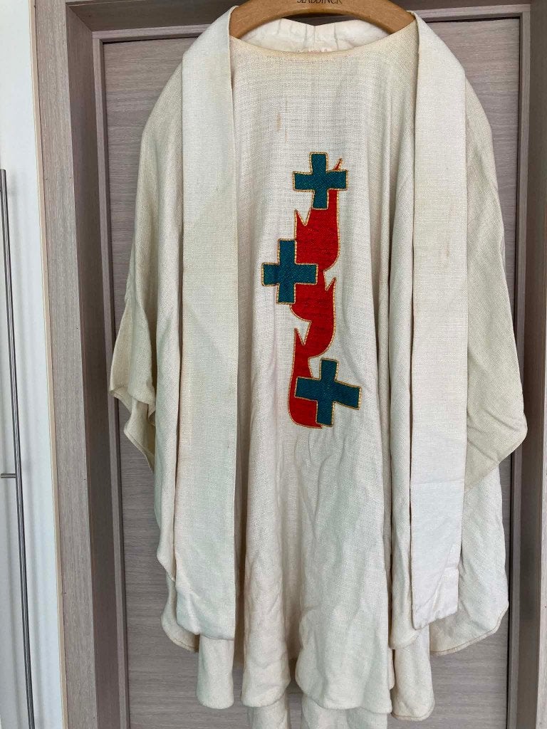 Witte kazuifel met onderstola, Ophalen of Verzenden