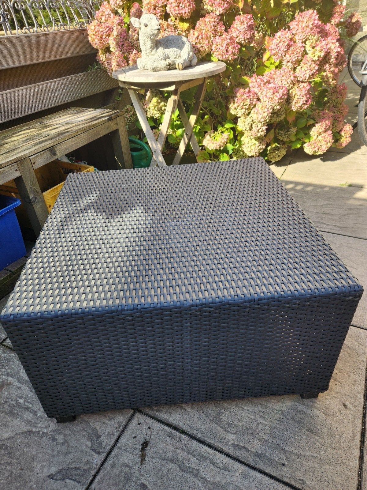 Wicker tuintafel grijs/antraciet, Ophalen, Gebruikt