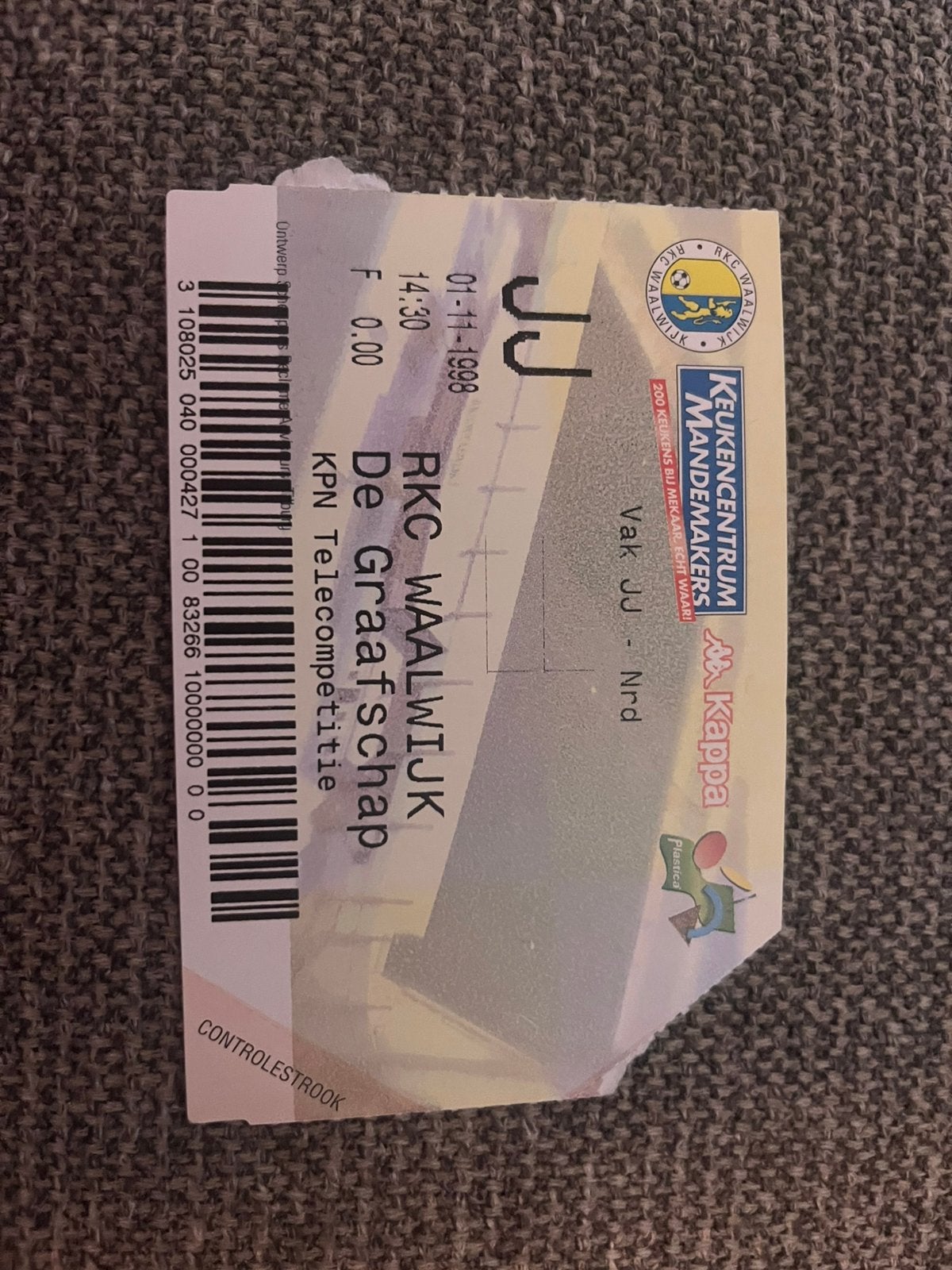 TICKET RKC-DE GRAAFSCHAP 98-99, Ophalen of Verzenden, Zo goed als nieuw, Buitenlandse clubs, Overige typen