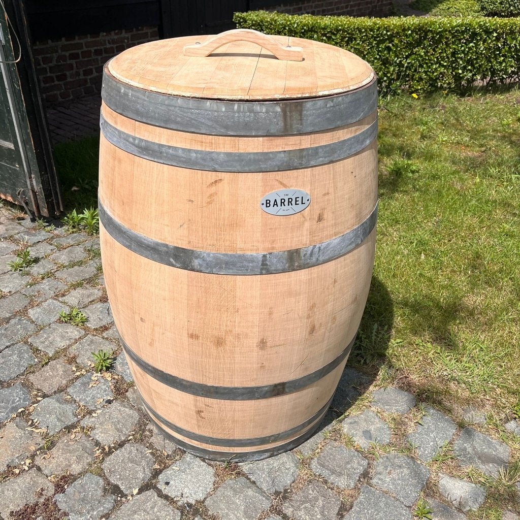 Eikenhouten regenton 225L van wijnvat | 95 cm hoog | Ø70 cm, Tuin en Terras, 150 liter of meer, Ophalen of Verzenden, Gebruikt