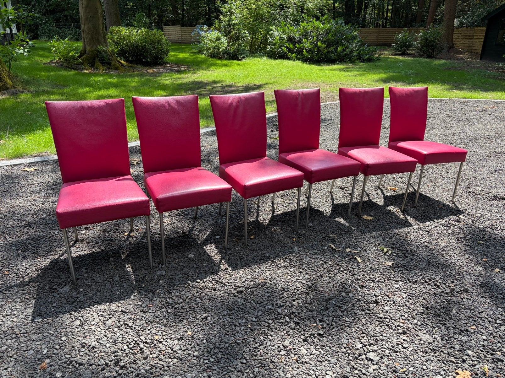 6 Bert Plantagie eetkamerstoelen fuchsia, Huis en Inrichting, Stoelen, Ophalen, Zo goed als nieuw