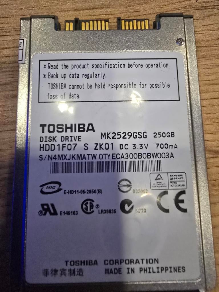 Toshiba MK2529GSG 250GB HDD, Ophalen of Verzenden