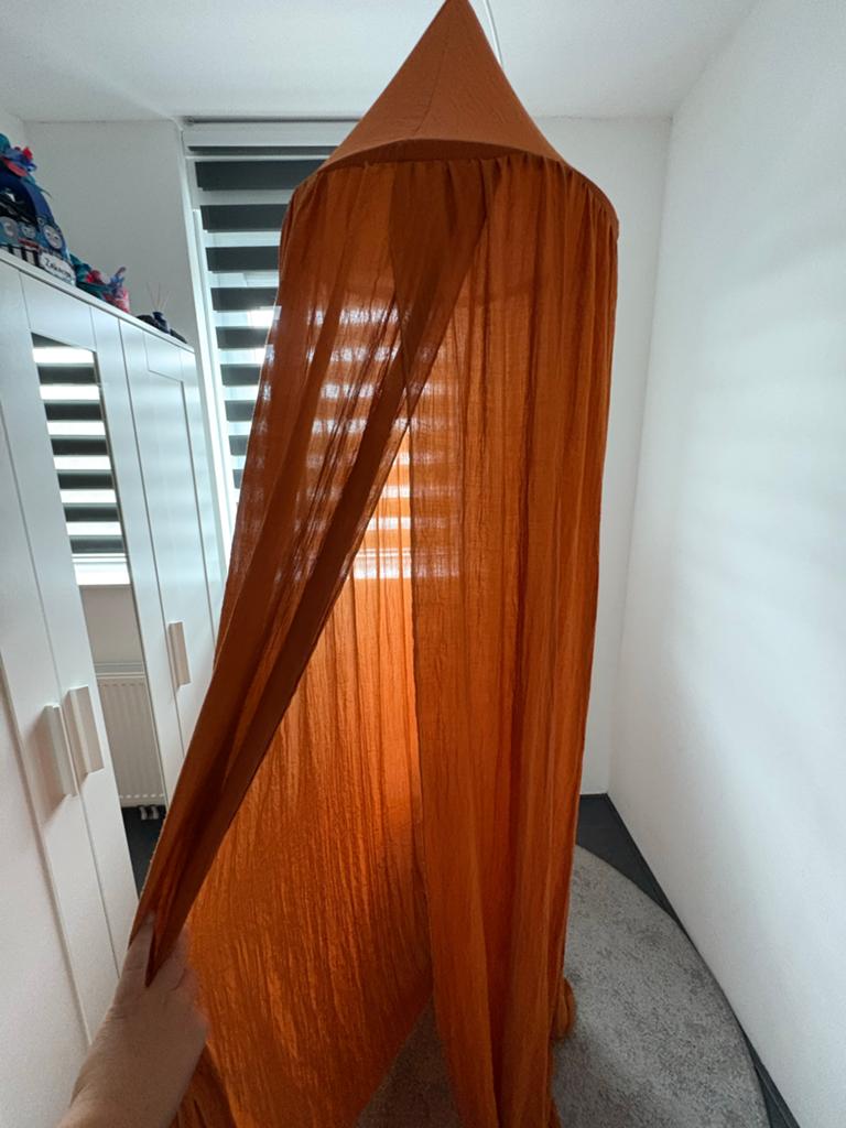 Oranje klamboe met standaard, Ophalen, Zo goed als nieuw, Klamboe