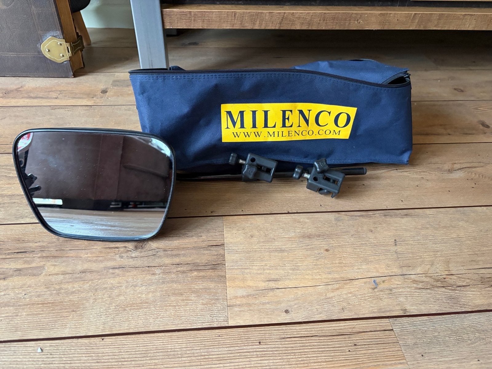 Milenco caravanspiegel met opbergtas, Ophalen of Verzenden, Gebruikt
