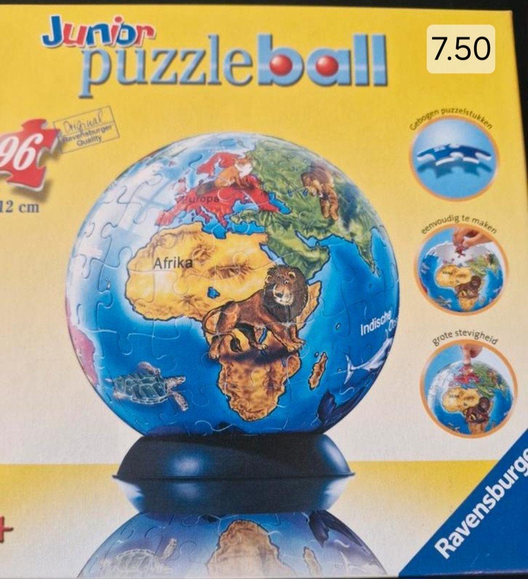 Ravensburger Junior Puzzleball Wereldbol 96 stukjes, Ophalen of Verzenden, Gebruikt, 6 jaar of ouder