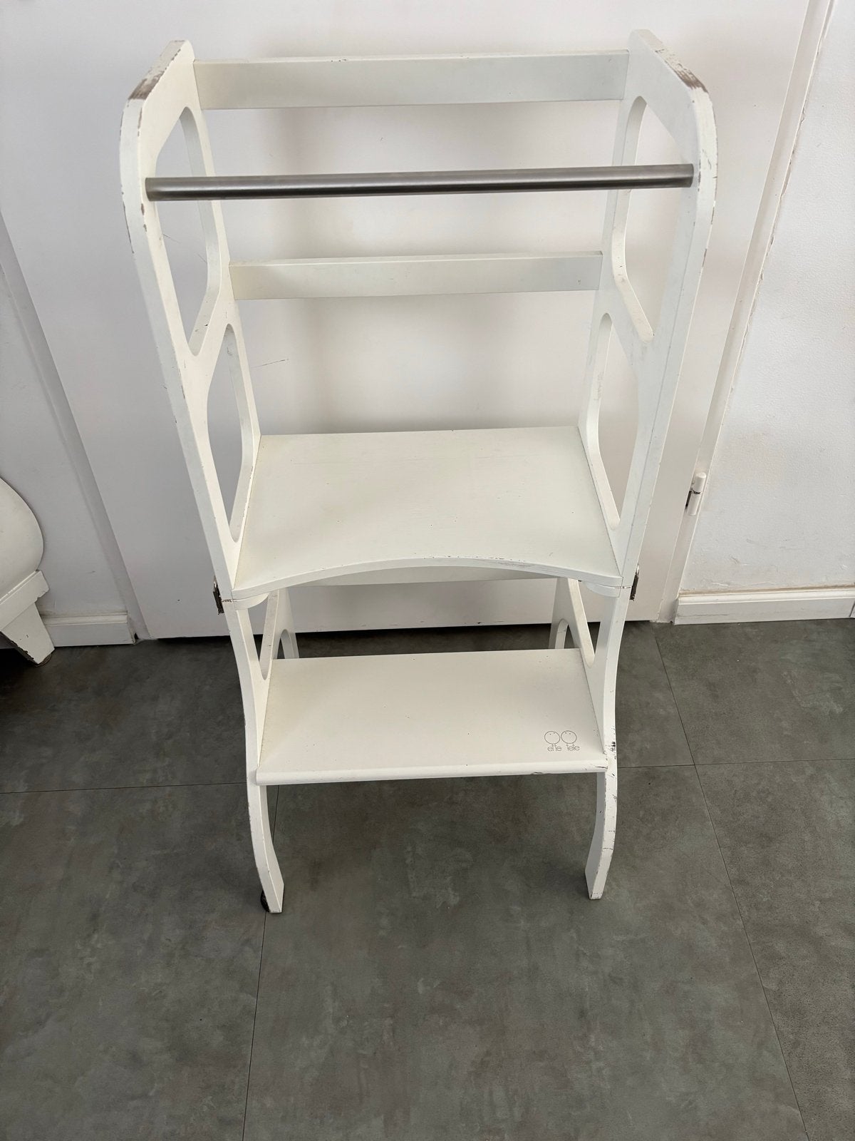 Houten leertoren step'n'sit - wit met zilver - ette tete, Ophalen, Gebruikt, Tafel