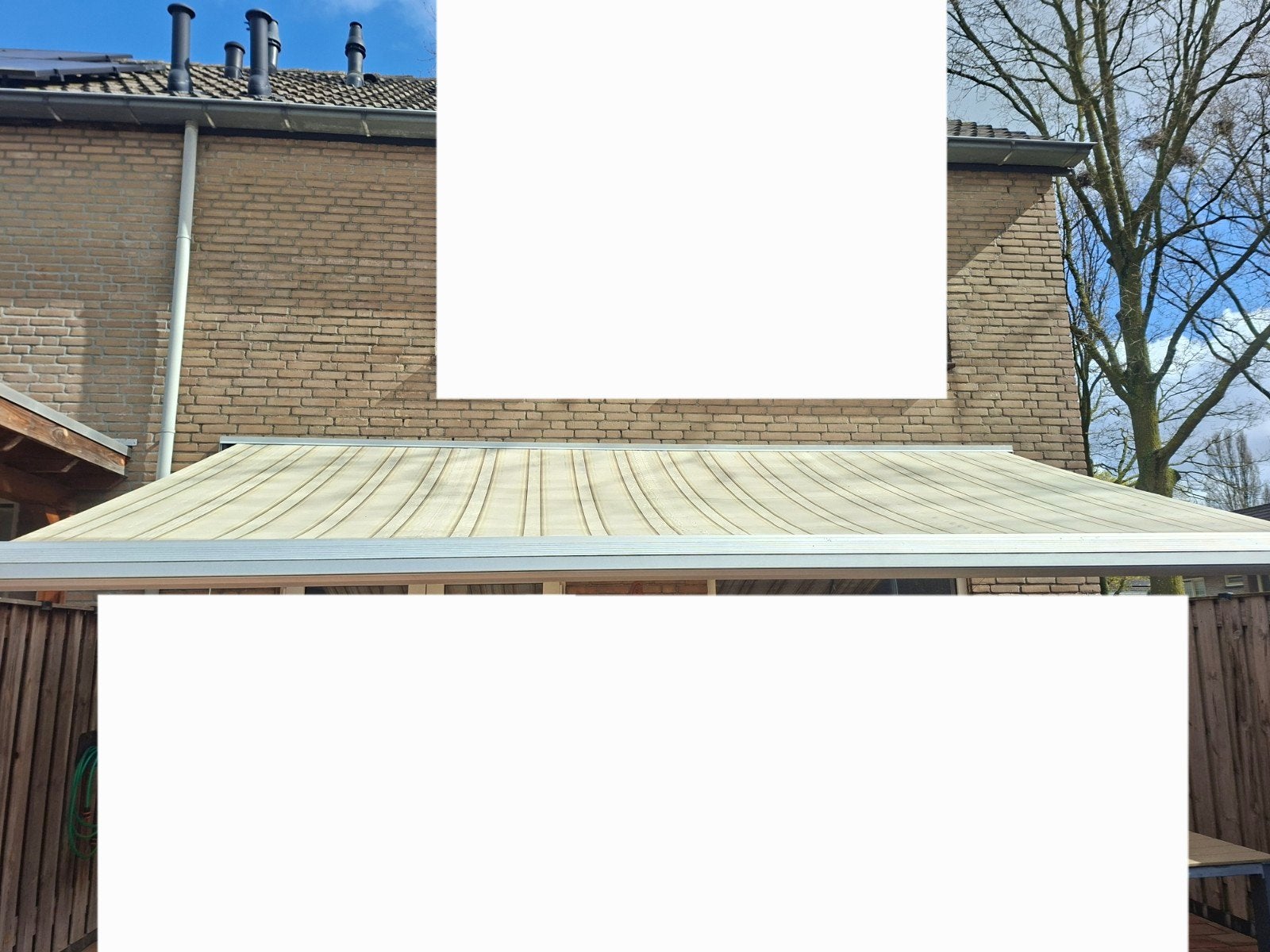 grote luifel knikarm zonnenluifel handmatig zonnescherm, Tuin en Terras, Ophalen, Gebruikt, 450 cm of meer, Knikarmscherm