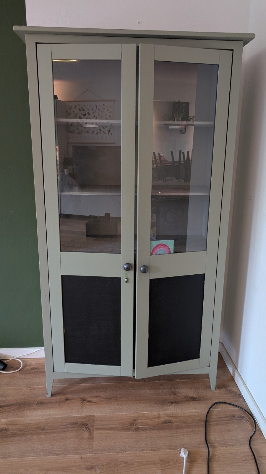 vintage vitrine kast met verlichting - opknapper, Ophalen, Gebruikt, Met deur(en), Glas
