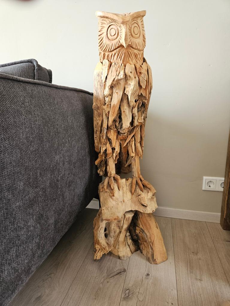 Houten uil, Antiek en Kunst, Ophalen, Hout, 1 meter - 2 meter, Vogel