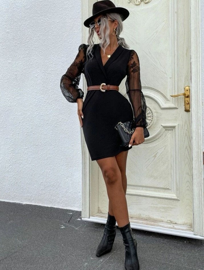 Shein - korte jurk - zwart - maat L - NIEUW, Kleding | Dames, Verzenden, Zwart, Maat 42/44 (L), Nieuw