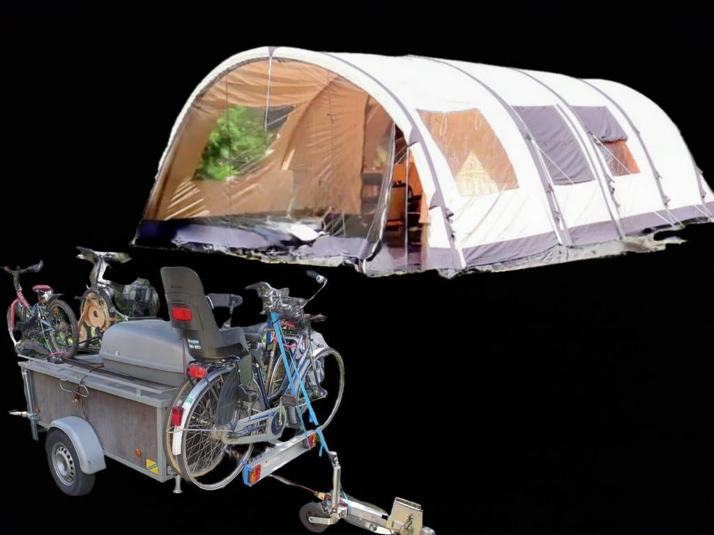 Opblaasbare Miami 6 Easy Air tunneltent incl begagewagen, Caravans en Kamperen, Tenten, Ophalen, Gebruikt, Tot en met 6