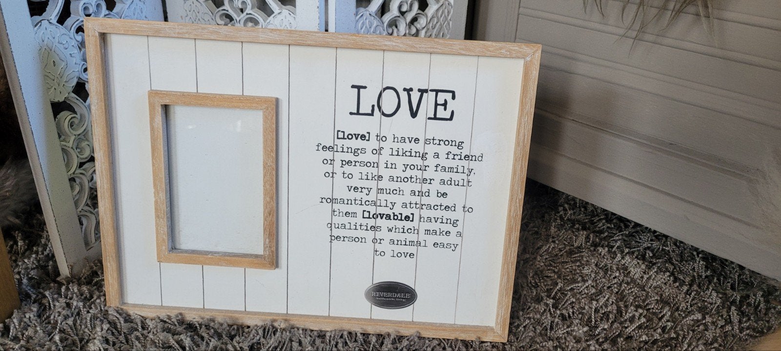 Riverdale fotolijst met 'LOVE' tekst en extra lijstje, Ophalen of Verzenden, Fotolijst, Wit, Hout