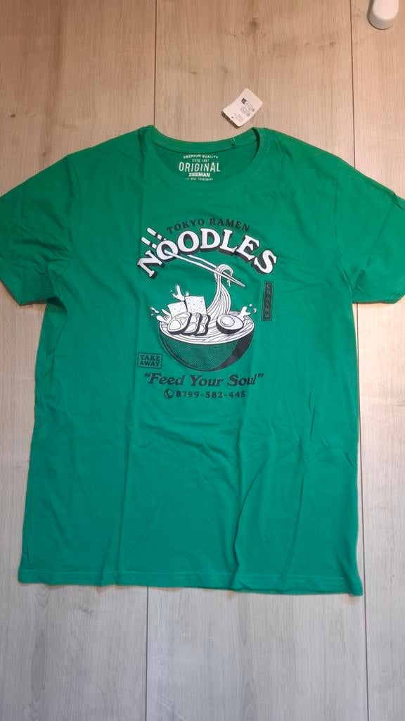 Noodles shirt maat xl zeeman groen, Kleding | Heren, T-shirts, Ophalen of Verzenden, Groen, Zeeman, Maat 56/58 (XL)