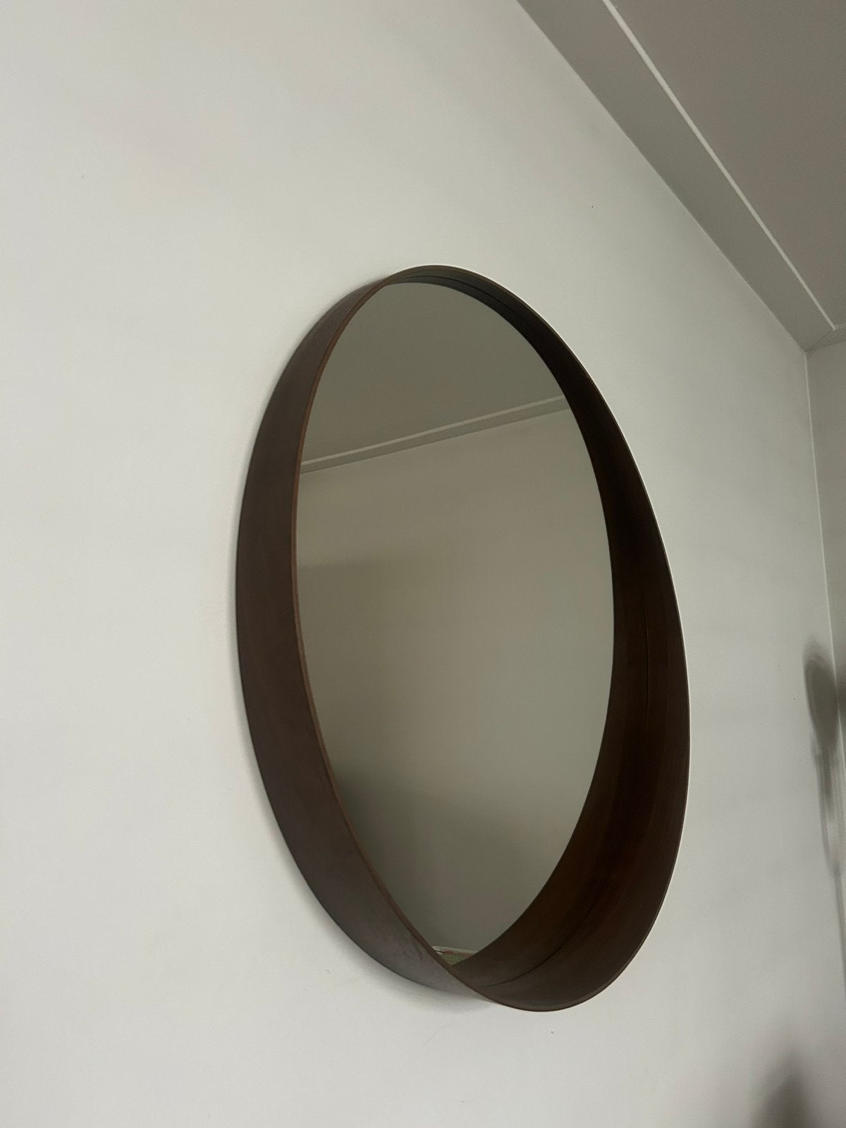 Spiegel walnoot 80cm, Huis en Inrichting, Ophalen, Rond, Zo goed als nieuw, 75 tot 100 cm
