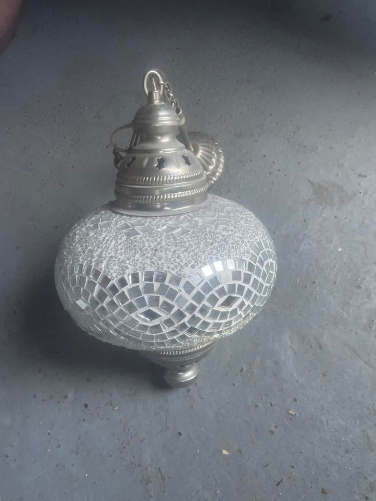 Zilveren Arabische Hanglamp met Mozaïek, Ophalen of Verzenden