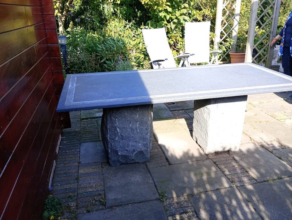 Hard stenen tafelblad, Tuin en Terras, Tuintafels, Ophalen, Gebruikt, Rechthoekig, Overige materialen