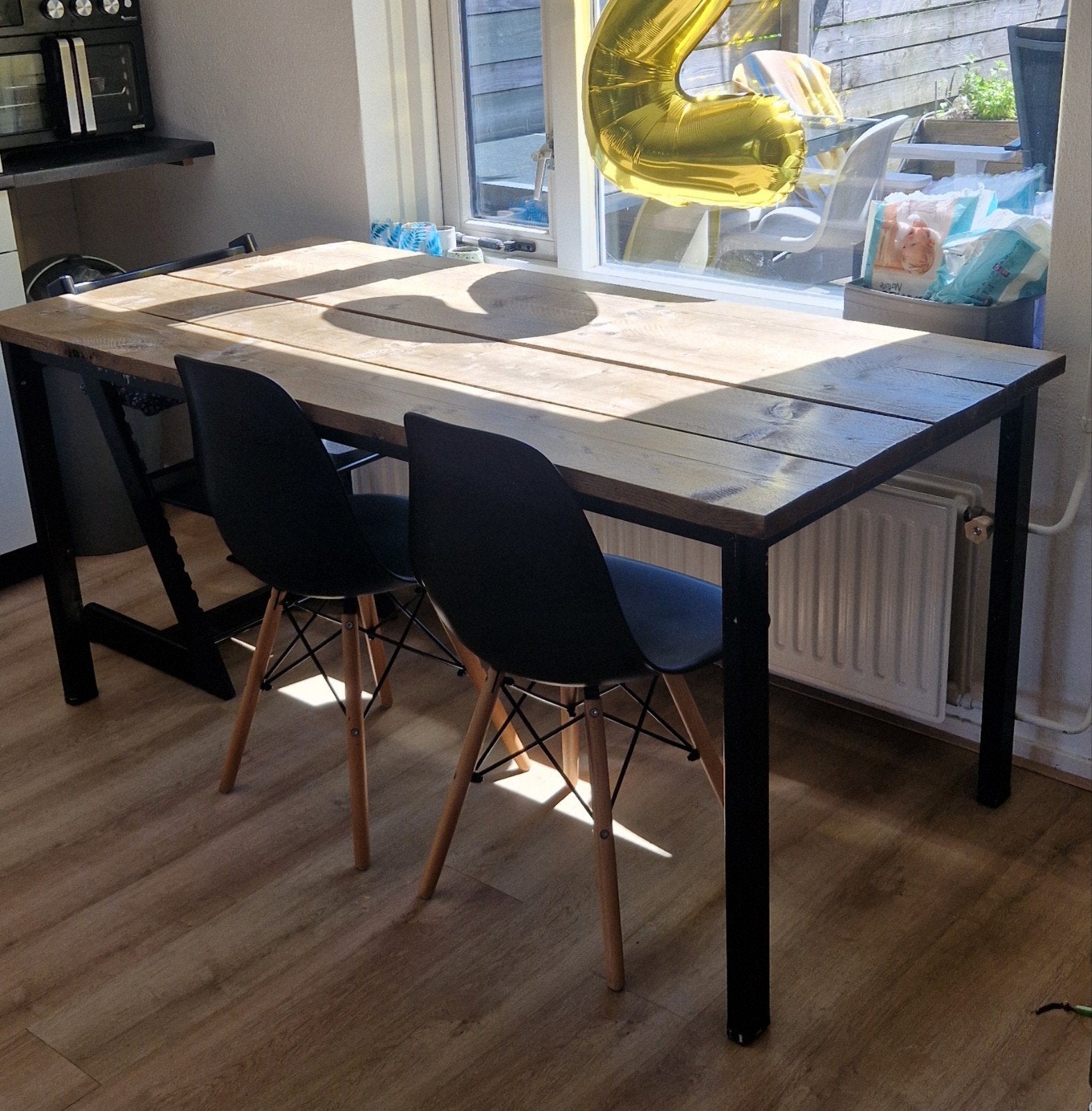 Eettafel steigerhout, Huis en Inrichting, Tafels | Eettafels, Ophalen, 50 tot 100 cm, Vijf personen of meer, 150 tot 200 cm