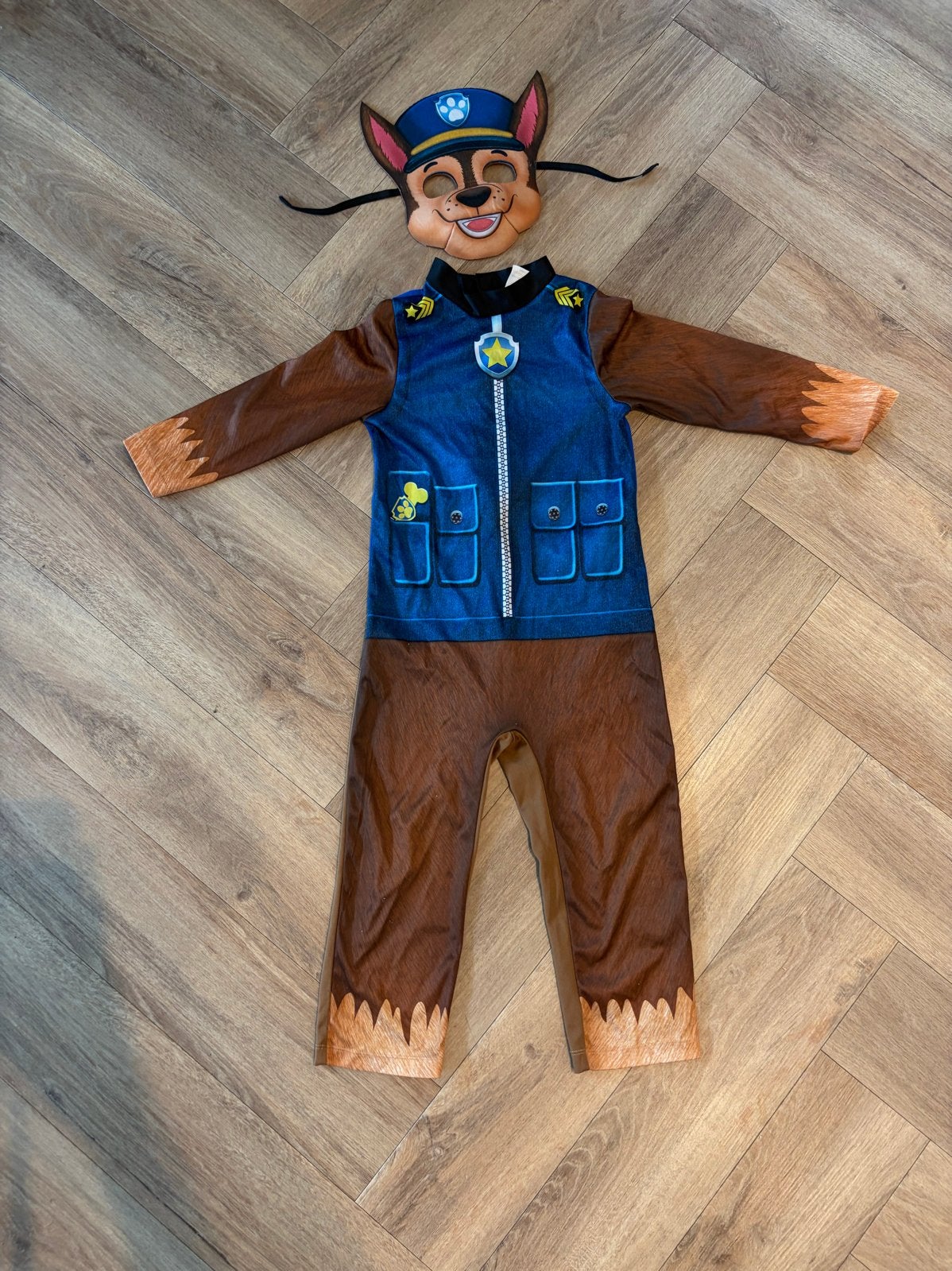 Paw Patrol Chase Verkleedpak Maat 110 met Stevig Masker, Ophalen of Verzenden, Gebruikt, 110 t/m 116, Jongen