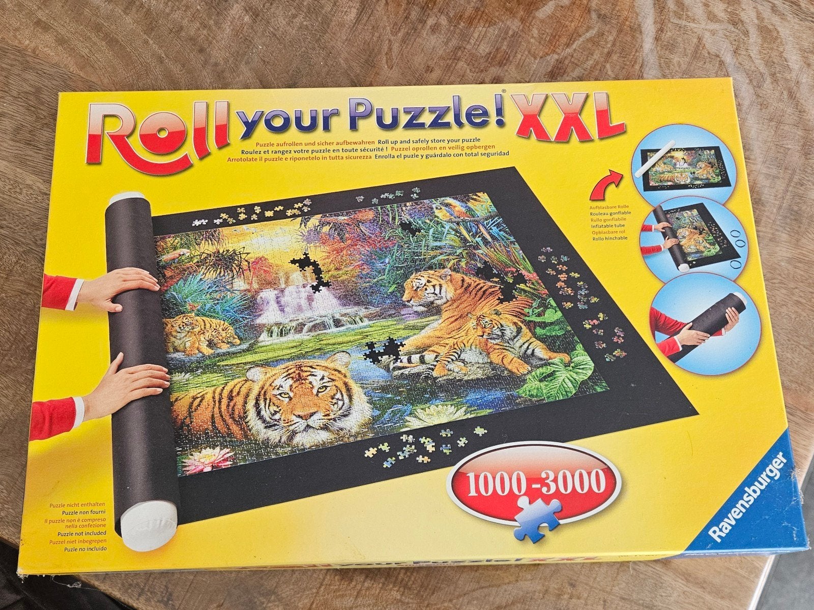 Puzzelmat met opblaasbare rol, Ophalen of Verzenden, Minder dan 500 stukjes, Zo goed als nieuw