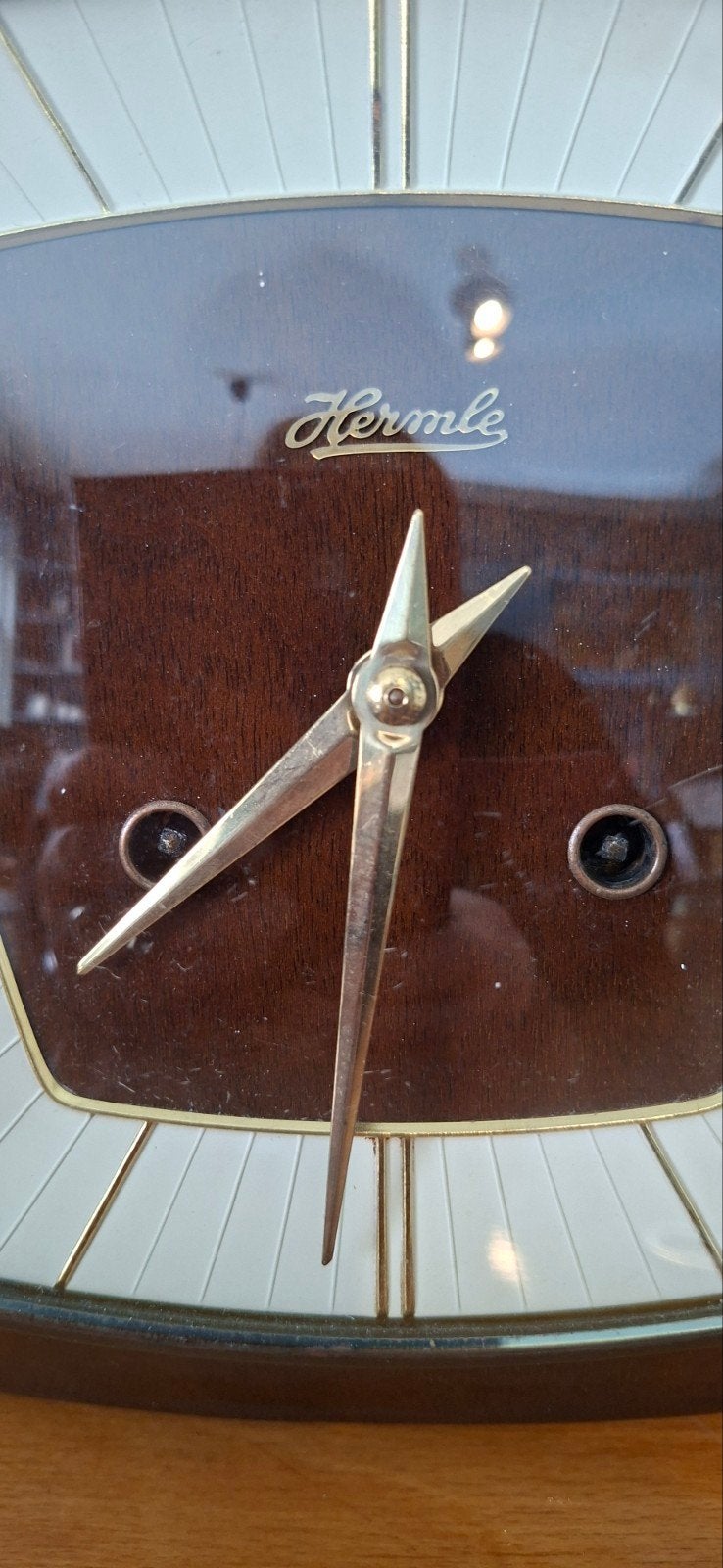 Vintage Hermle Wandklok - Jaren '60 Houten Klok, Antiek en Kunst, Antiek | Klokken, Ophalen of Verzenden