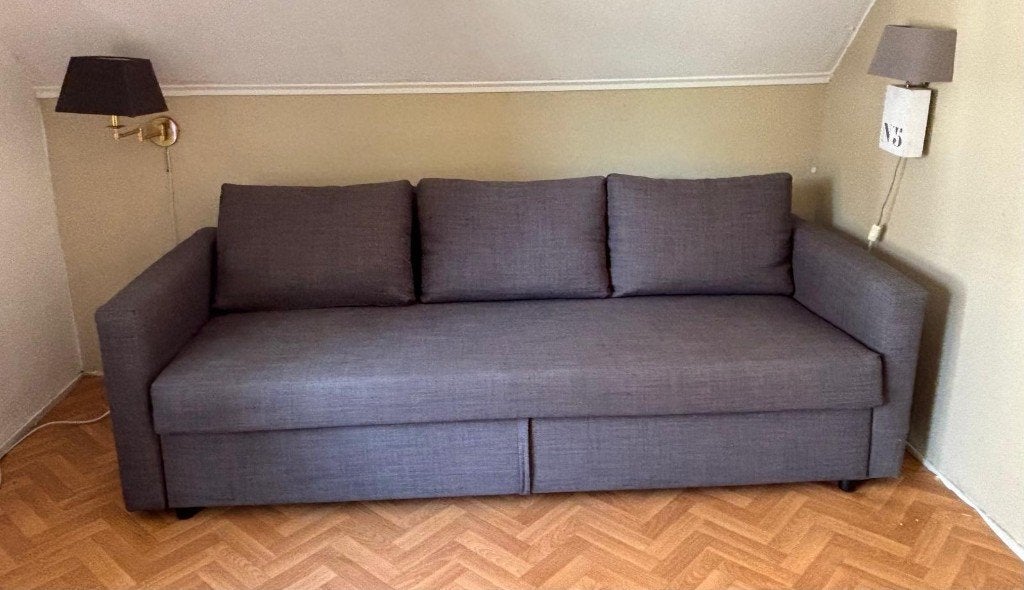 Slaapbank Ikea grijs blauw 3 zits, Ophalen, 125 tot 150 cm, 150 tot 200 cm, Driepersoons
