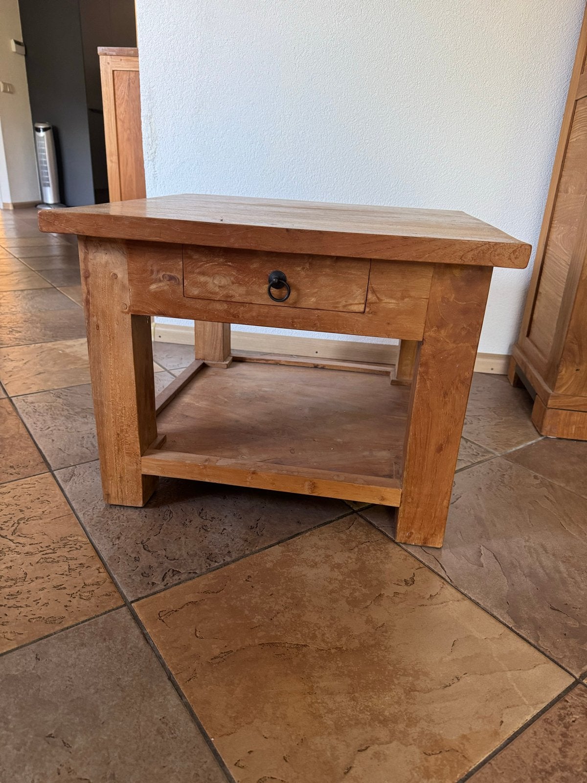 Teak houten kastje 60x60x46 cm met lade, Gebruikt, Vierkant, 55 tot 75 cm, Hout